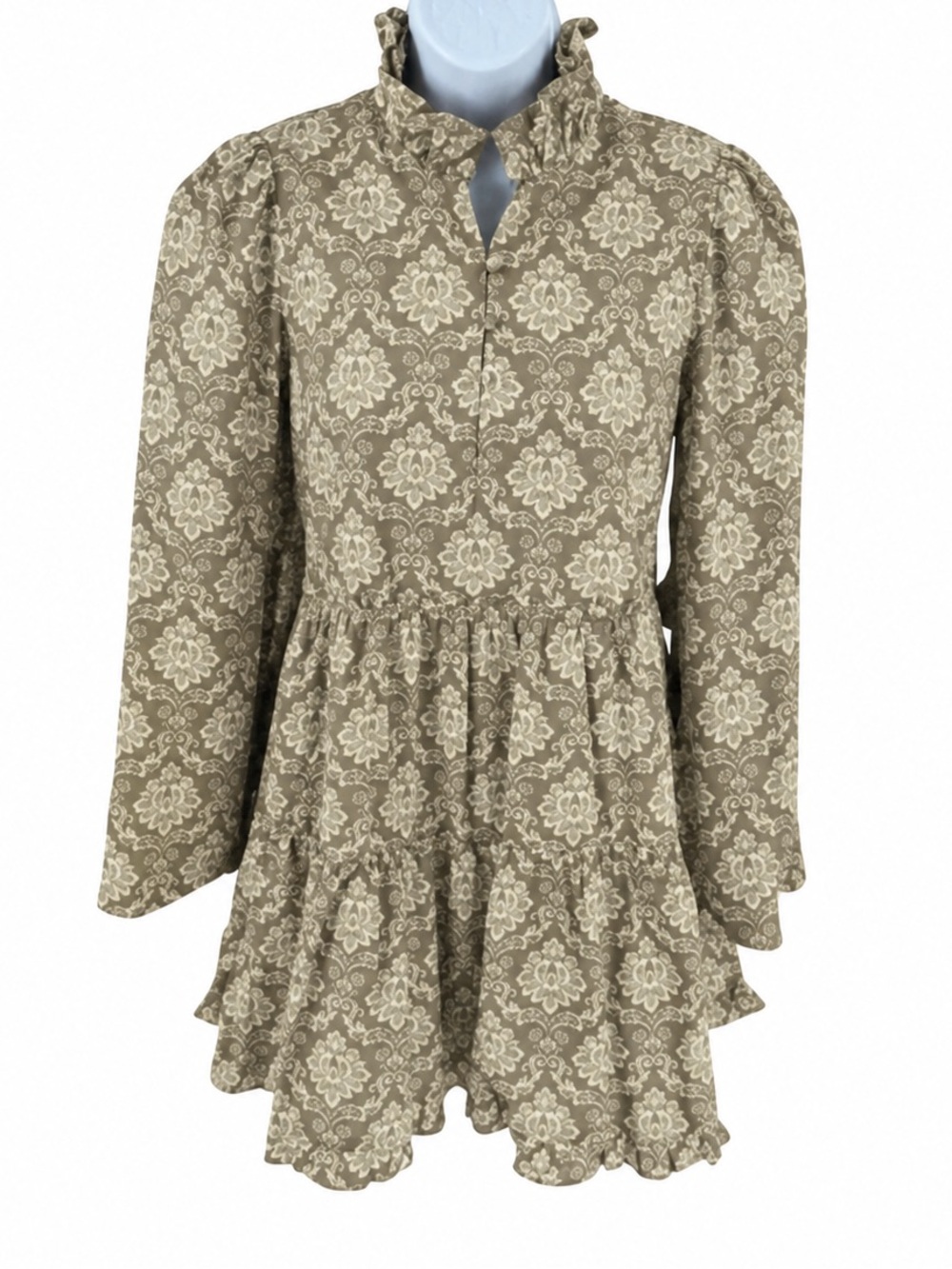 Hyacinth House Russell Mini Dress M NWT Olive Floral Bell Sleeve